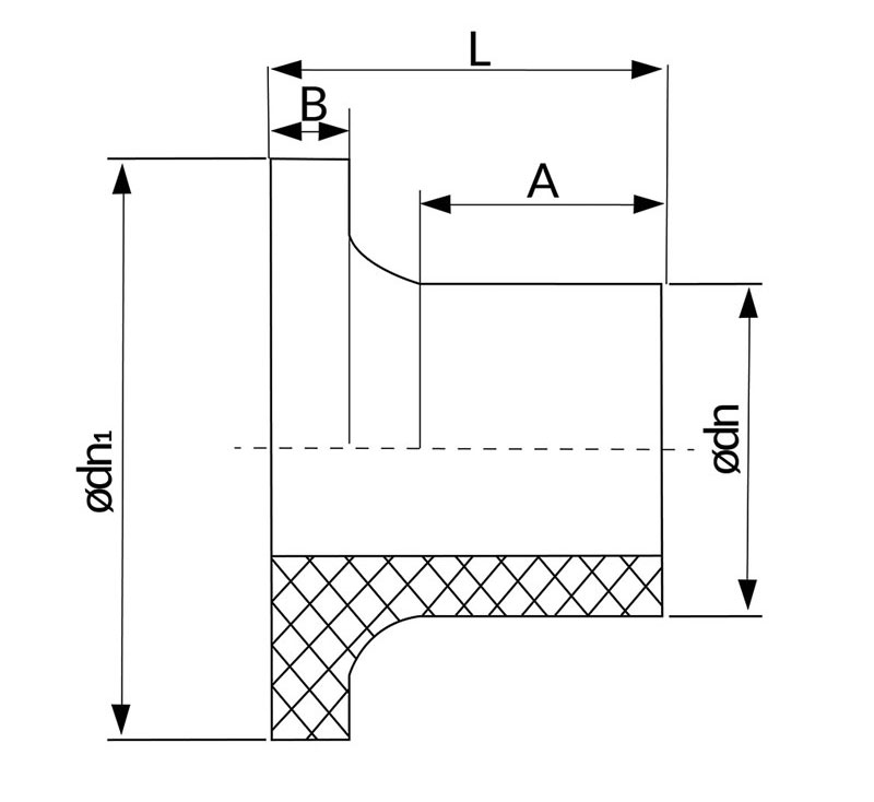 Polyfit Fabrication - Stub Flange Short Spigot Drawing