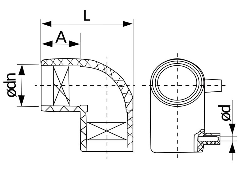 Polyfit Fabrication - 90deg Elbow drawing