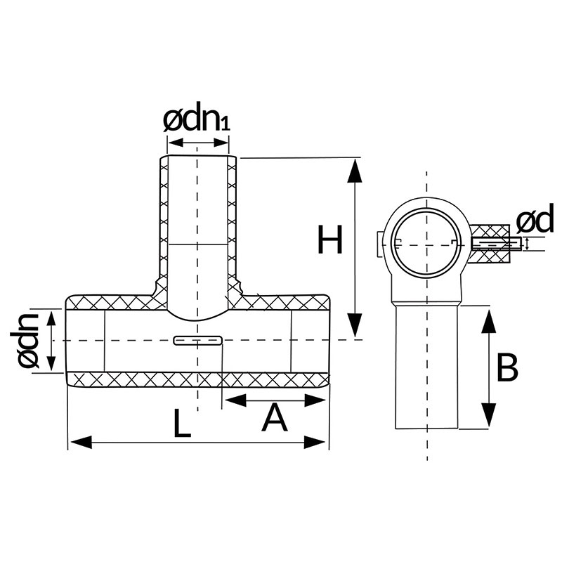 Polyfit Fabrication - Equal Tee drawing