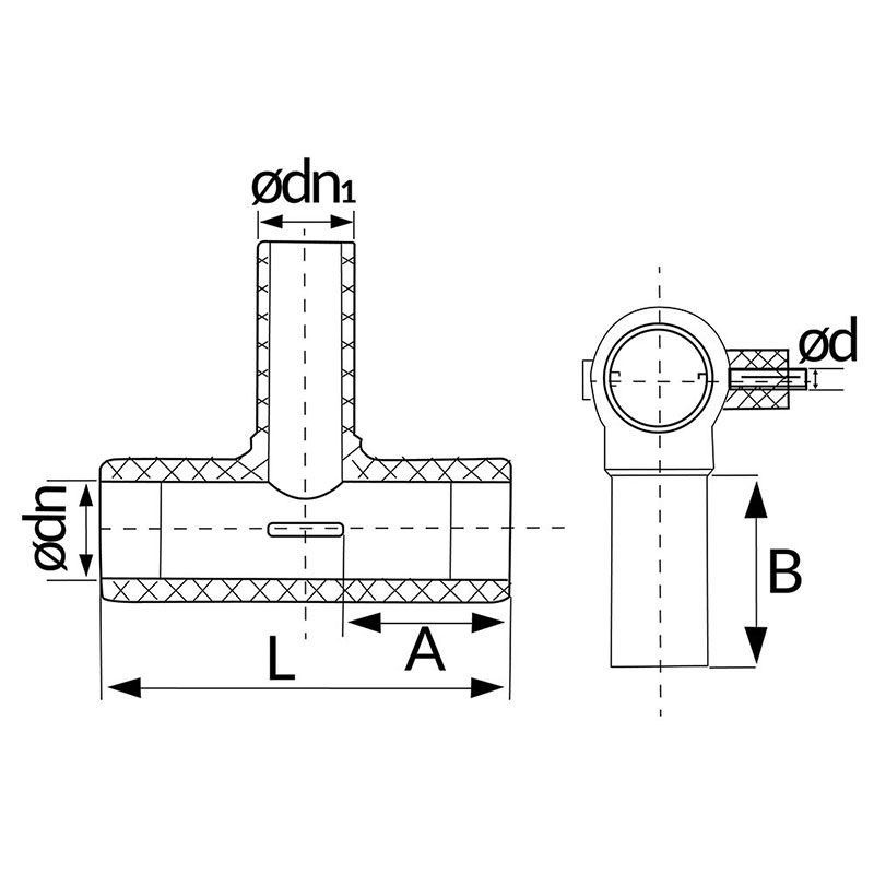 Polyfit Fabrication - Reducing Tee drawing