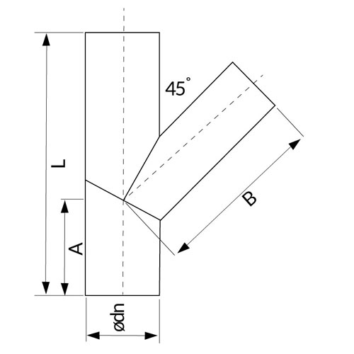 Polyfit Fabrication - Fabricated 45deg Junction Drawing