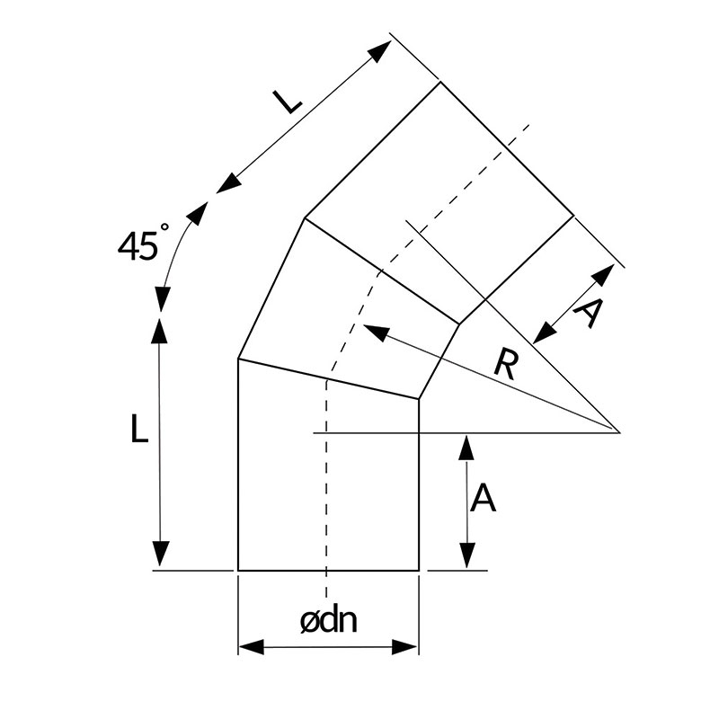 Polyfit Fabrication - 45deg Segmented Bend Drawing