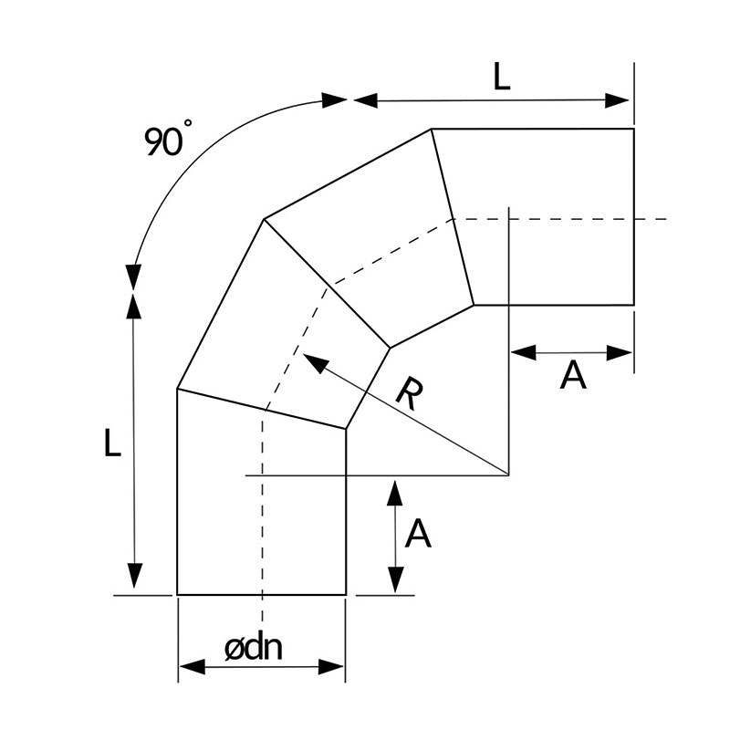 Polyfit Fabrication - 90deg Segmented Bend Drawing